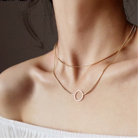 Jewelry - Layered Circle Snake Chain Chic Gold Necklace